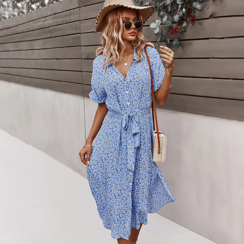 Vestido Midi Floral - Moda Verão