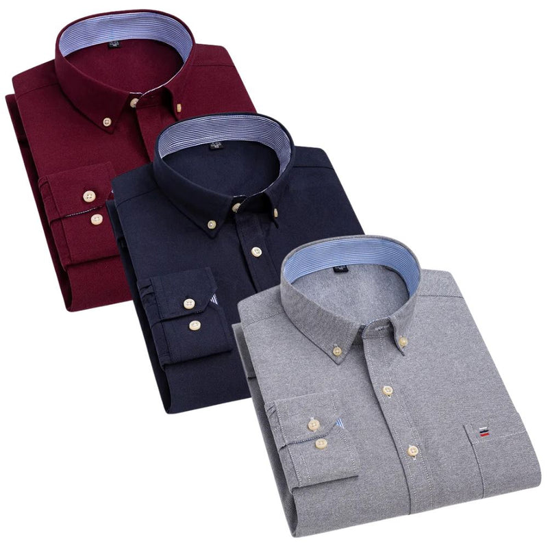 Kit Camisa Oxford Masculina de Manga Comprida [Compre 1 Leve 3]