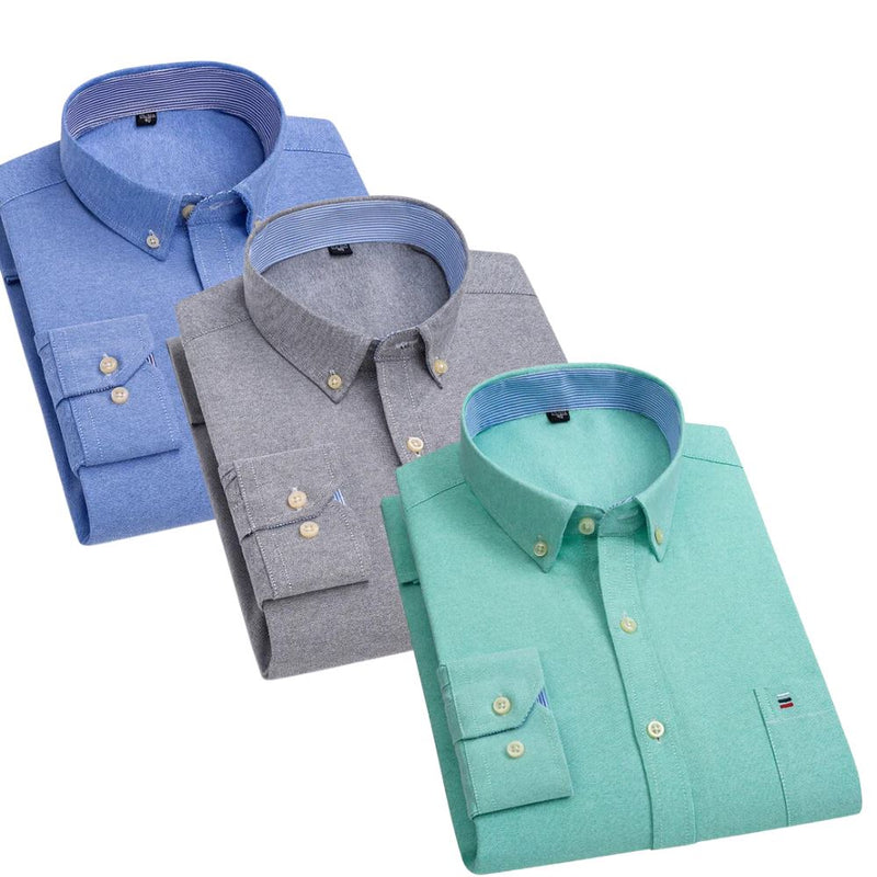 Kit Camisa Oxford Masculina de Manga Comprida [Compre 1 Leve 3]