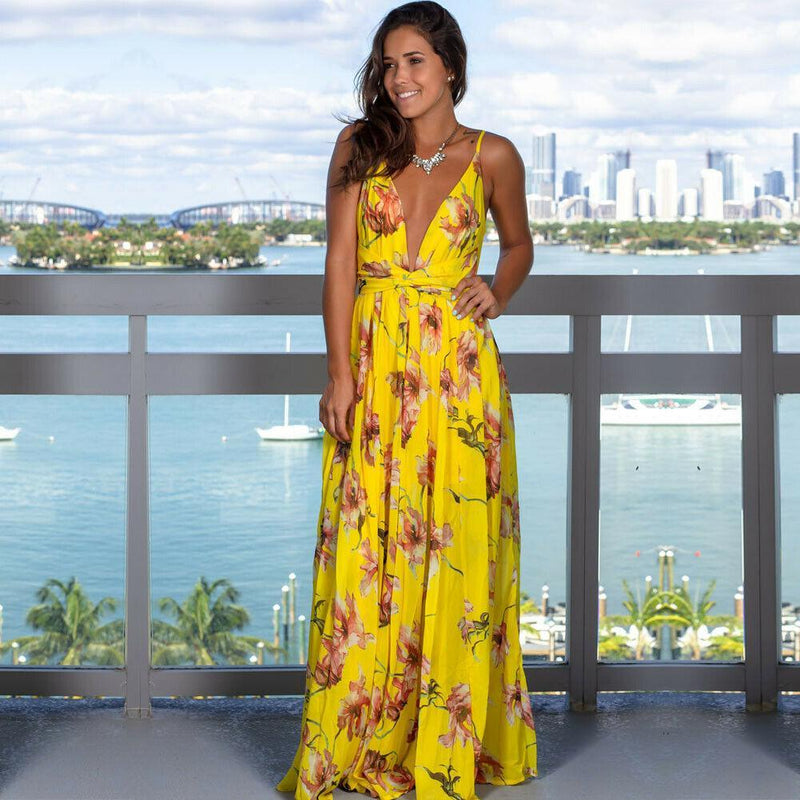 Vestido Longo Floral com Fenda Eliza