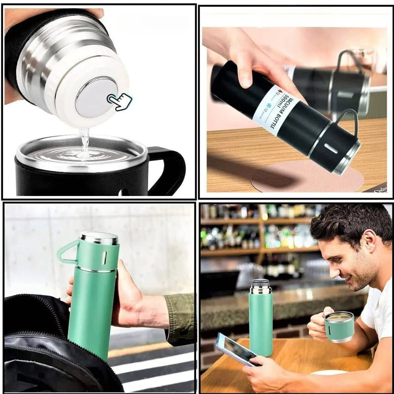 Garrafa Térmica em Inox Glacier Set + 2 Canecas de Brinde