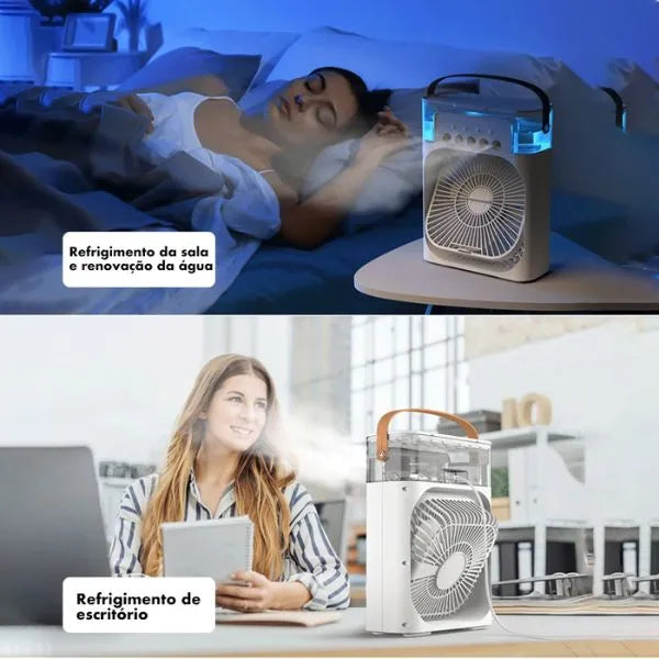 Ventilador com Umidificador de Ar Portátil