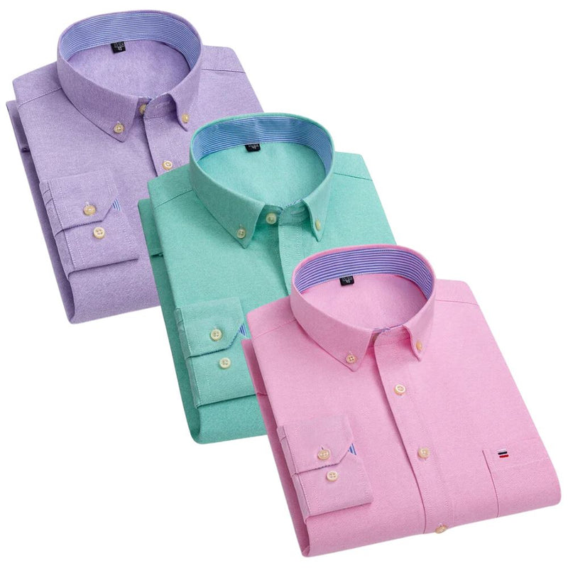 Kit Camisa Oxford Masculina de Manga Comprida [Compre 1 Leve 3]