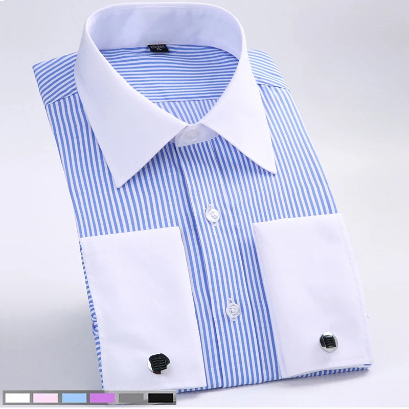 Camisa de Manga Longa Masculina de Punho Francês