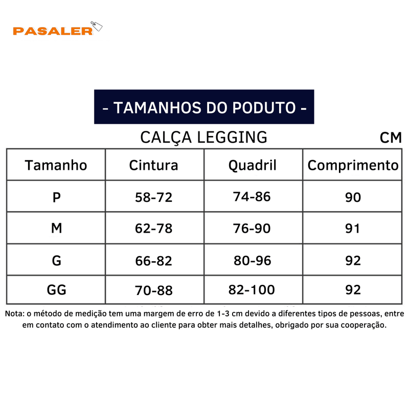 CALÇA LEGGING CHRLEISURE ESPORTIVA - BOLSO DESIGN - Pasaler